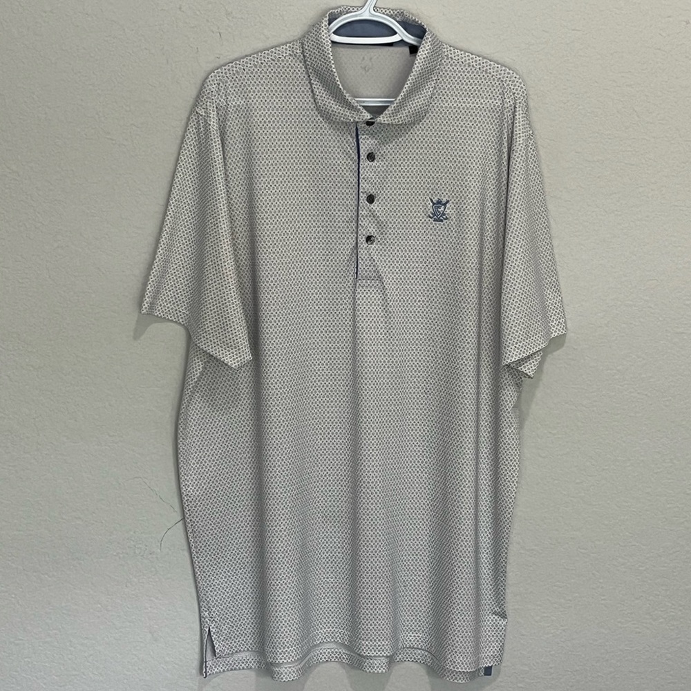 Greyson Polo Golf Shirt Gray & White Pattern Men’s Size XL